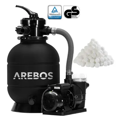 AREBOS Sand Filter System with Pump | 400W | 10,200 L/h |up to 27.5 kg Sand | 4-Way Valve with H