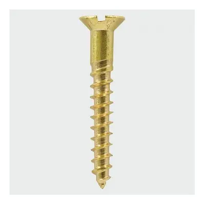 TIMco 00082CBS Brass Woodscrew Slotted CSK x 2" Box of