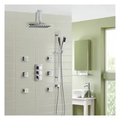 Oliver Concealed Thermostatic Shower Mixer ABS Head Slider Rail & Massage Jets