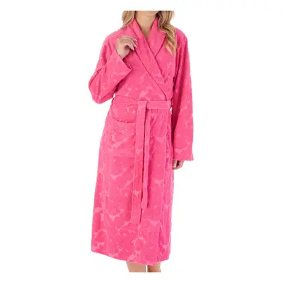 (Raspberry, 2XL) Slenderella Ladies Floral Shawl Collar Towelling Dressing Gown