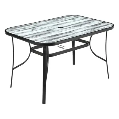 Garden Tempered Glass White Wood Grain Coffee Table