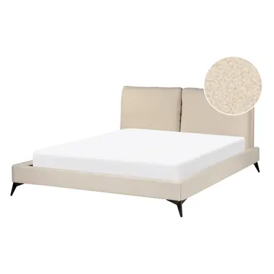 Bed Boucle MELLE x cm (EU King Size) Light Beige