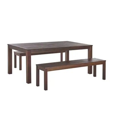 Table with Bench TUSCANIA Eucalyptus Wood 180x100x73 cm Dark Wood