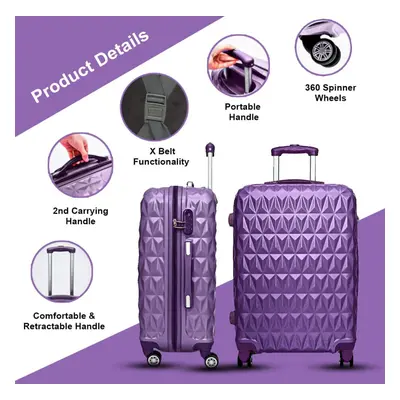 (PURPLE) Hard Shell Suitcase Spinner Wheels ABS Trolley