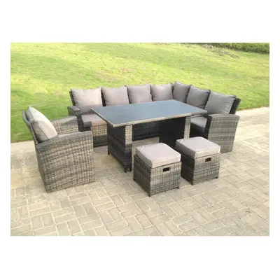 Fimous Seater High Back Rattan Garden Furniture Set Corner Sofa Chair