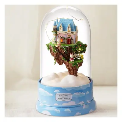 () Beautiful Cabins DIY Doll House Miniature Rotating Music Kit With Transparent Cover Musical C