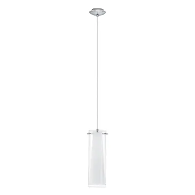 Pendant Light Chrome Plated Clear White Glass Opal Shade Matt Bulb E27 1x60W