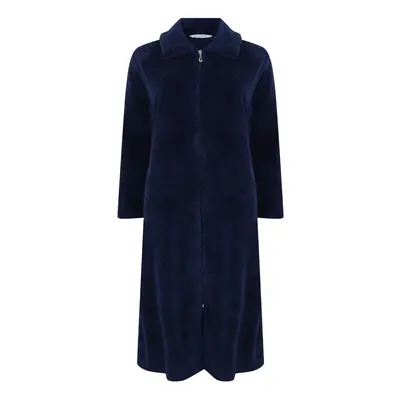 (Navy, - UK 28/30) Slenderella Ladies Zip Up Soft Waffle Fleece Dressing Gown