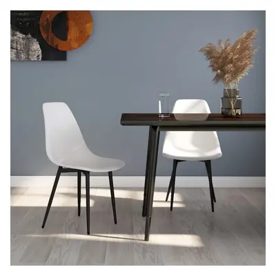 vidaXL 2x Dining Chairs White PP Kitchen Dining Room Dinner Chairs Seating