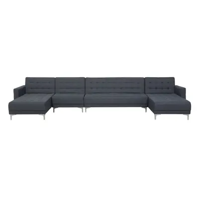 6 Seater U-Shaped Modular Fabric Sofa Dark Grey ABERDEEN