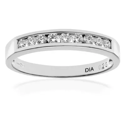 (O) Jewelco London Platinum Channel Set Half Eternity Ring, H/SI Certified Diamonds, Round Brill