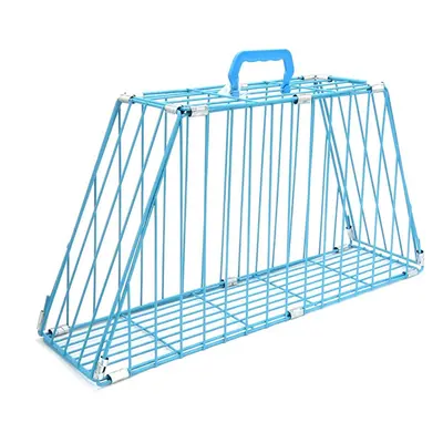 (Blue) Iron Double-door Pet Cat Dog Grooming Restraint Easy Bath Cage Anti-grab Protect Owner Ha