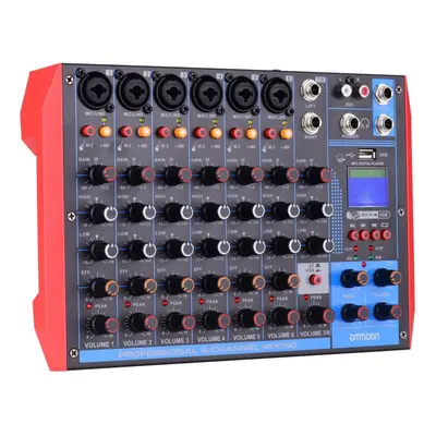 (EU plug) Portable 8-Channel Mixing Console Digital Audio Mixer +48V Phantom Power Supports BT/U