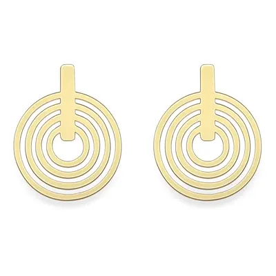 Jewelco London 9ct Yellow Gold Concentric Crop Circles Drop Earrings - SENR02595