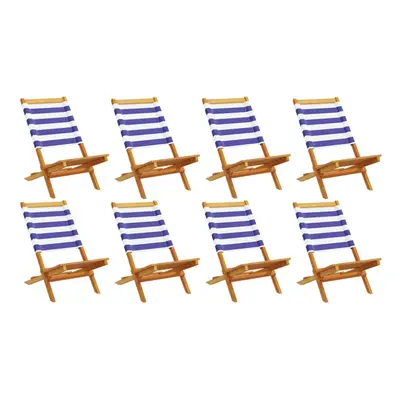 (blue and white, pcs) vidaXL Folding Garden Chairs pcs Chairs Cream White Fabric and Solid Wood