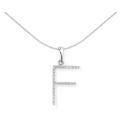 Jewelco London 18ct White Gold Pave Diamond Initial Charm Pendant Letter F 10mm x 20mm - INNR027