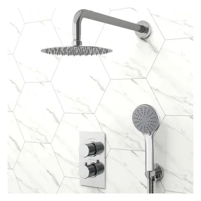 AICA Thermostatic Shower Mixer Conceal Silver Chrome Round Set