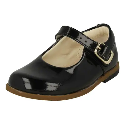 (UK Infant, Black) Girls Clarks Buckle Fastening School Shoes Drew Sky - H Fit