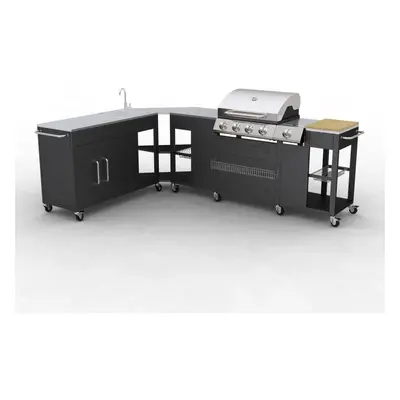 GAS BBQ BARBECUE OUTDOOR KITCHEN STAINLESS STEEL BURNERS SIDE BURNER