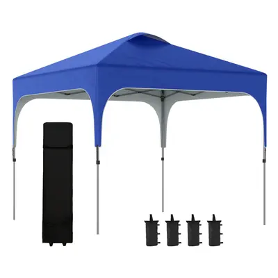 Outsunny Pop Up Gazebo Foldable w/ Wheeled Carry Bag & Weight Bags, Blue