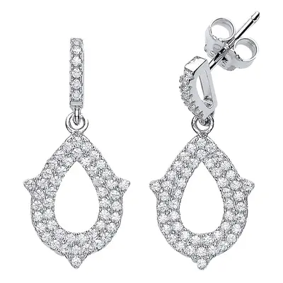 Jewelco London Ladies Sterling Silver Cubic Zirconia Tears of Joy Drop Earrings - GVE436