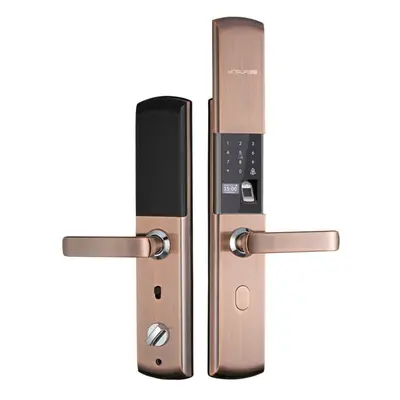 Household Fingerprint Door Lock Aluminum Alloy Antique Copper Smart Lock Automatic Sliding Cover