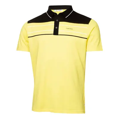 (S, Acid Yellow) Calvin Klein Mens Blackwater Sustainable Easy Care Golf Polo Shirt