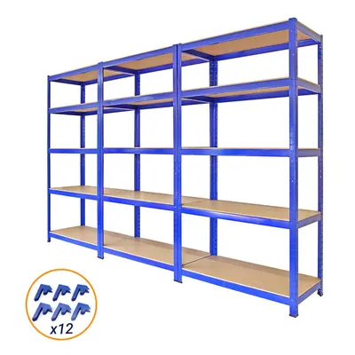 3 x Metal Racking Unit Warehouse Tier Storage Shelves Garage Boltless Racks