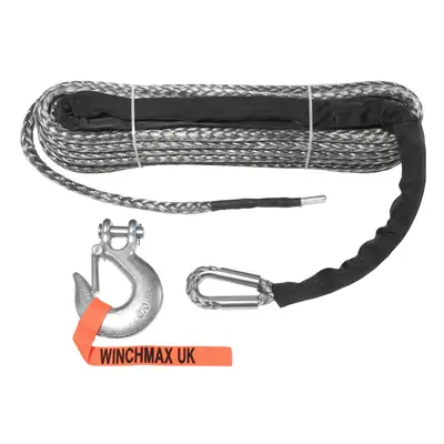 WINCHMAX Premium Quality Synthetic Winch Rope 25m x 13mm, Hole Fix. 1/2 Inch Clevis Hook.