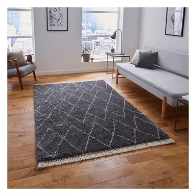 (200x290cm) Modern Boho Rugs in Grey Moroccan Soft Deep Shaggy Mats