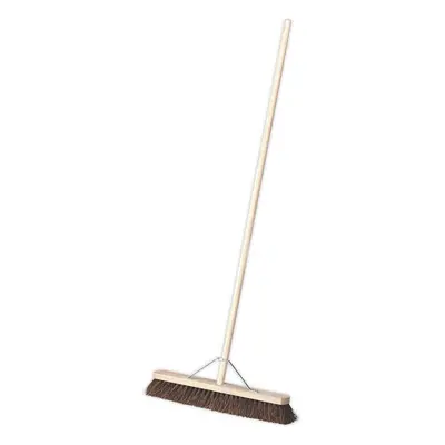 600mm Wide Hard Bristled Broom - Wooden Brush Handle - Metal Support Beam