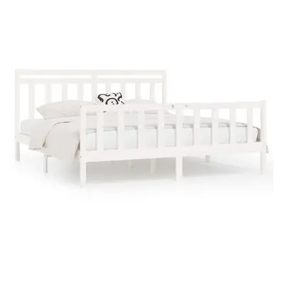 (white, x cm) vidaXL Solid Wood Pine Bed Frame Wooden Bedstead Bed Base Multi Colours/Sizes