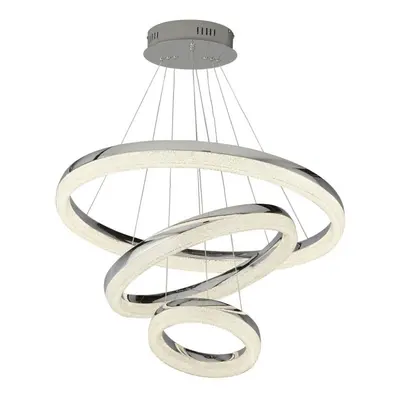 Searchlight Circle LED Ring Ceiling Pendant, Chrome, Crushed Ice 4000K