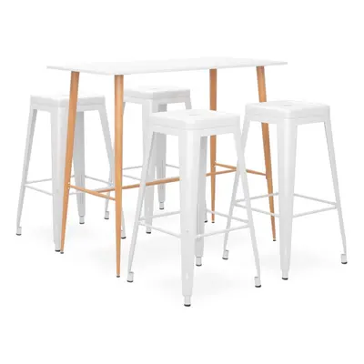 vidaXL Bar Set Piece White Dining Room Kitchen Chair Stool Table Furniture