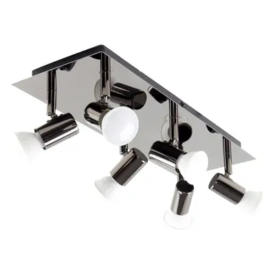 Modern Rectangular Black Chrome Way Adjustable GU10 Ceiling Spotlight - Complete with 5w LED Bul