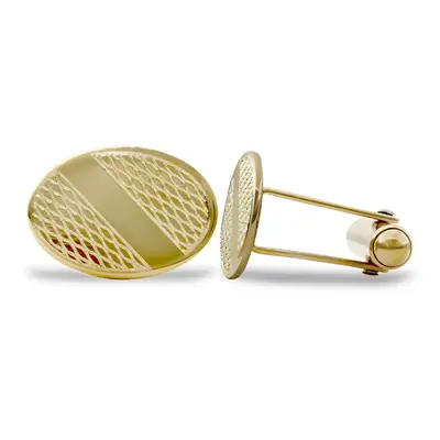 Jewelco London Men's Solid 9ct Yellow Gold Oval Ogee Pattern Swivel Back Cufflinks (with ID Stri