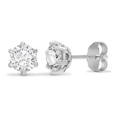 Jewelco London Solid 9ct White Gold White Round Brilliant Cubic Zirconia Claw Solitaire Heavy We