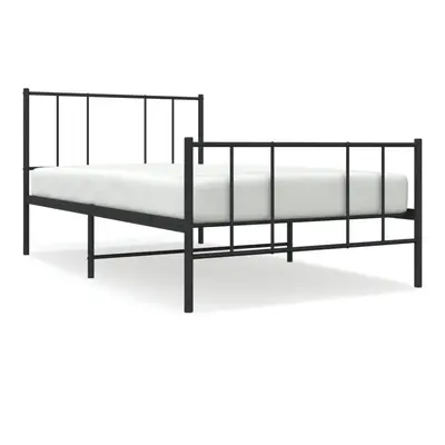 (black, x cm/with headboard & footboard) vidaXL Metal Bed Frame with Headboard Bed Base Mattress