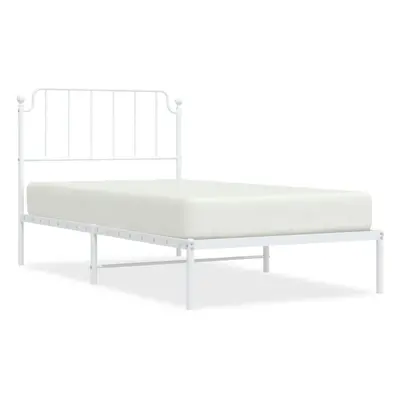 (white, x cm/with headboard) vidaXL Metal Bed Frame Home Bedroom Bed Base Mattress Foundation Be