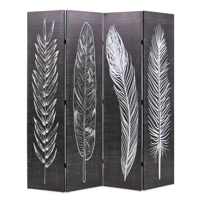 vidaXL Folding Room Divider 160x170cm Feathers Black and White Privacy Screen