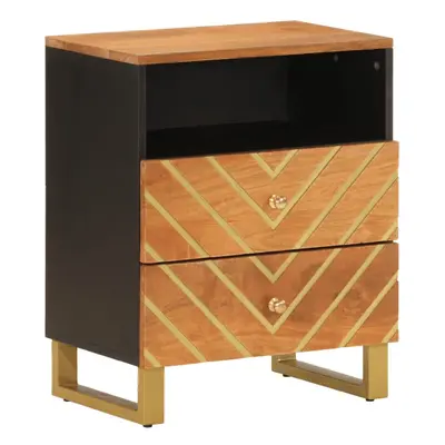 vidaXL Bedside Cabinet Nightstand Bed Table Brown and Black Solid Wood Mango