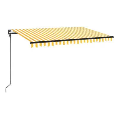 vidaXL Manual Retractable Awning with LED 450x300 cm Yellow and White Outdoor