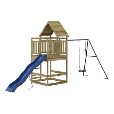 (solid impregnated pinewood) vidaXL Outdoor Playset Garden Playhouse Play Tower Set Impregnated 