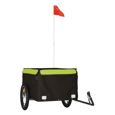 (green, x 62.5 x cm) vidaXL Bike Cargo Trailer Bike Carriage Bicycle Wagon Trailer with Flag Iro