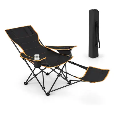 Folding Camping Chair w/ Footrest Lounge Chair w/ Adjustable Backrest