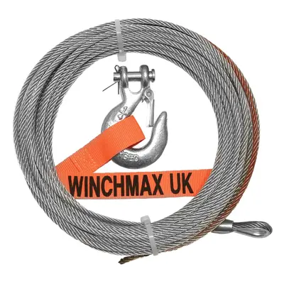 WINCHMAX Winch Cable/Wire Rope 15m x 5mm with 1/4 inch Clevis Hook, suitable for winches up to 4