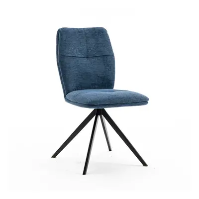 (Blue) LUNA MODERN FABRIC DINING CHAIR PADDED SEAT METAL LEG KITCHEN PCS