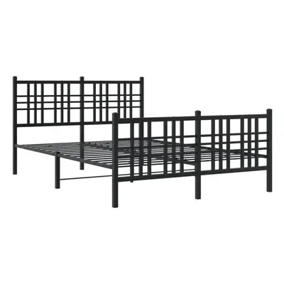 (black, 120x200 cm/with headboard & footboard) vidaXL Metal Bed Frame with Headboard Home Bed Ba