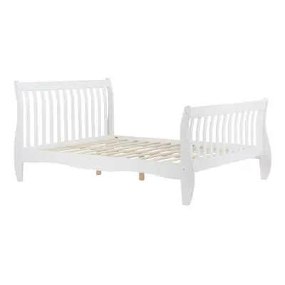 White Double Bed Frame Birlea Belford 4FT6 135cm Wood Wooden Sleigh Solid Wood