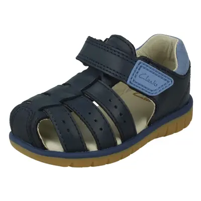 (Navy, UK Infant) Boys Clarks Hook & Loop Strap Fisherman Sandals Roam Bay